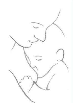 Mother holding baby while breastfeeding